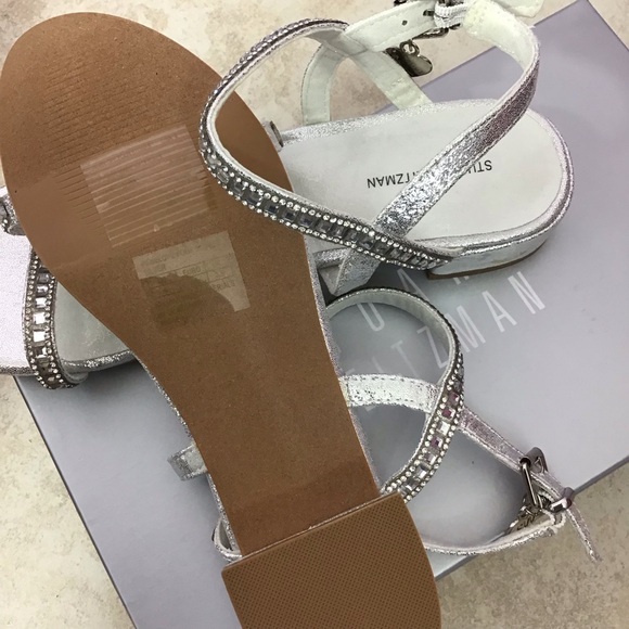 Stuart Weitzman Penelope Four Stones Girls size 4 silver sandals. NWOT. - Picture 7 of 7